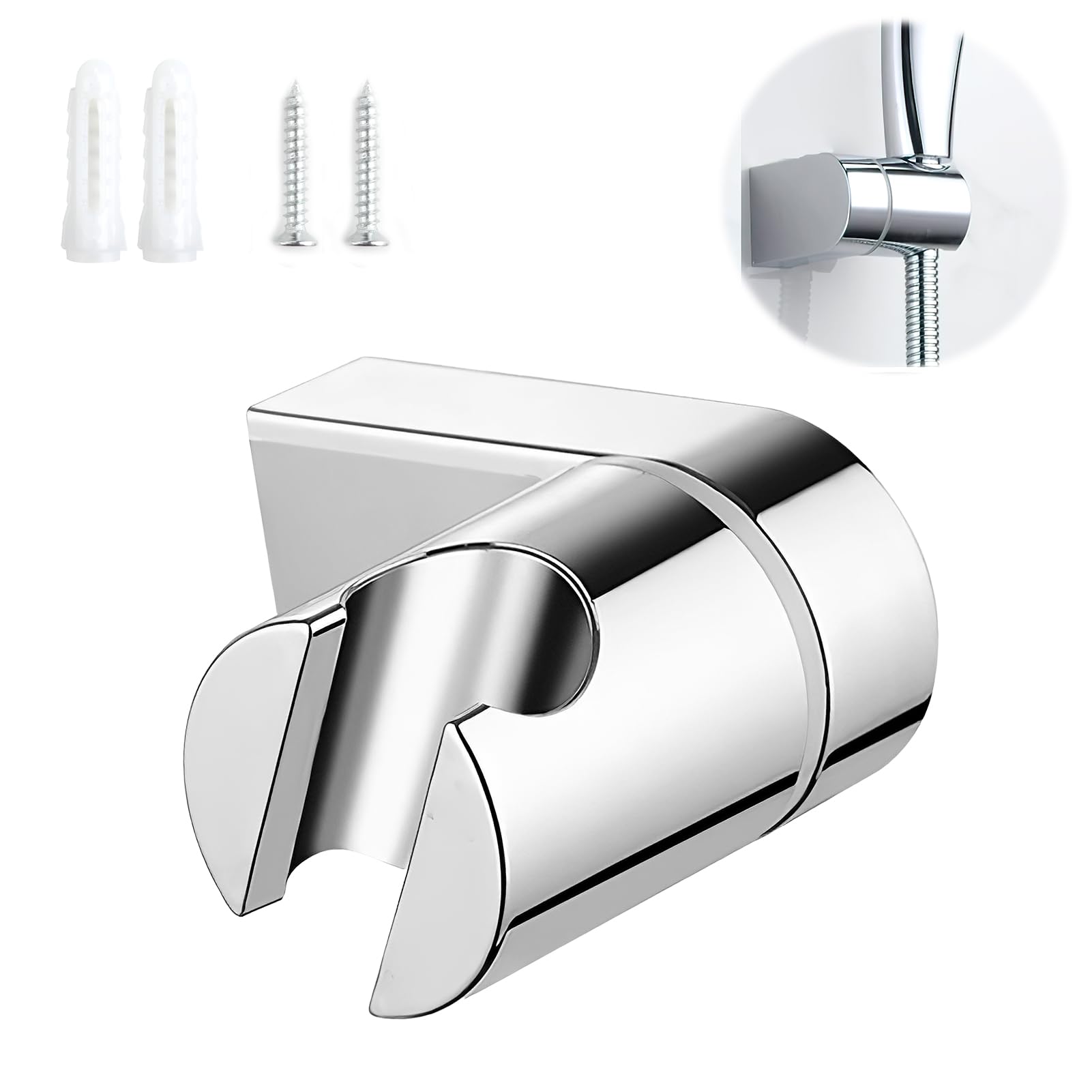 Supporto Soffione Doccia, Porta Doccino per Doccia Regolabile, Supporto Doccia Girevole a 360° Abs Cromato, Accessori Doccia per Saliscendi Doccia Manuale，Barra, Saliscendi