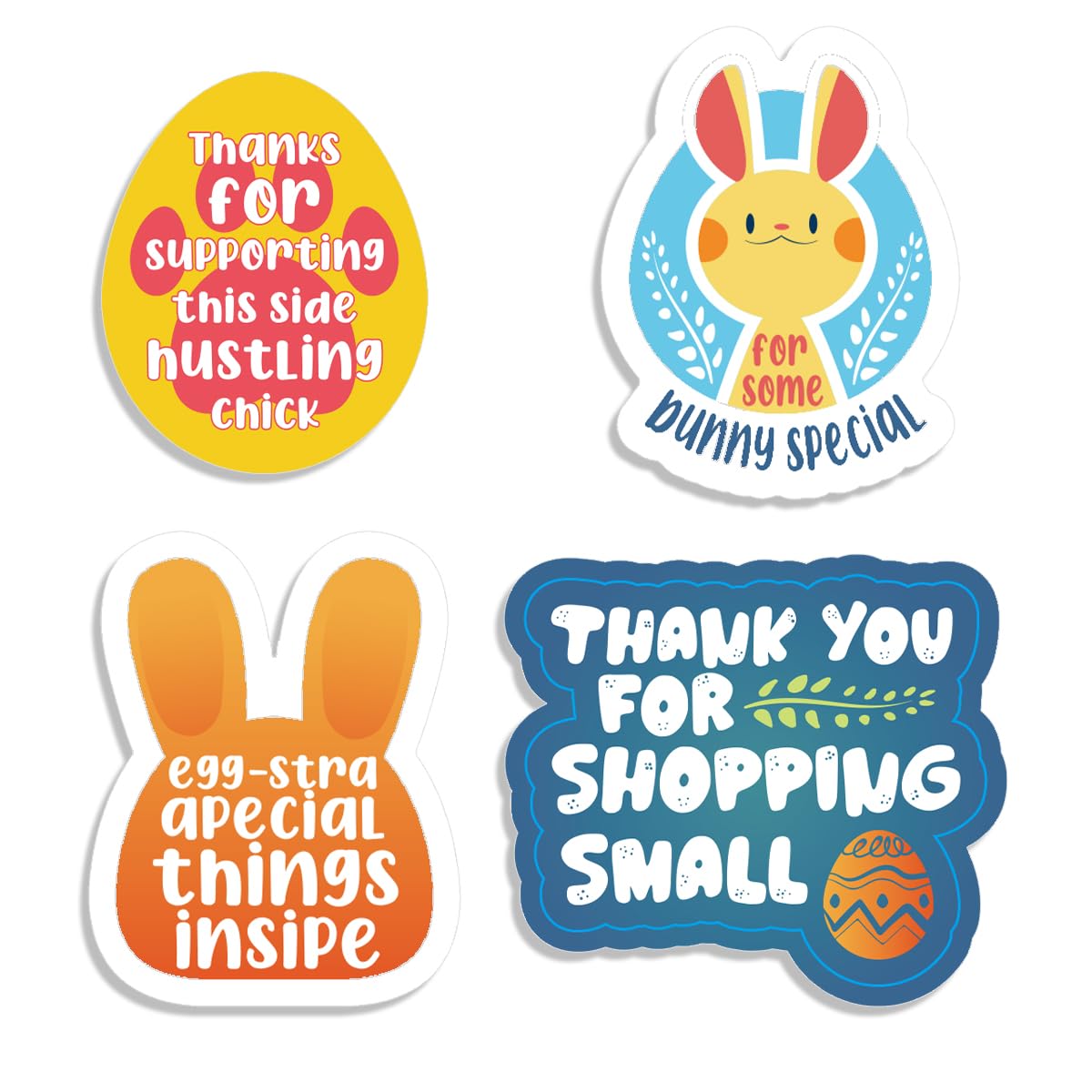Photo 1 of 200 Pcs Easter Bunny Small Business Stickers,4 Patterns Designs Thank You for Shopping Small Stickers Cute Eastser Egg Rabbit Decals Tags for Gifts Packaging,Small Shop,Envelopes Seals