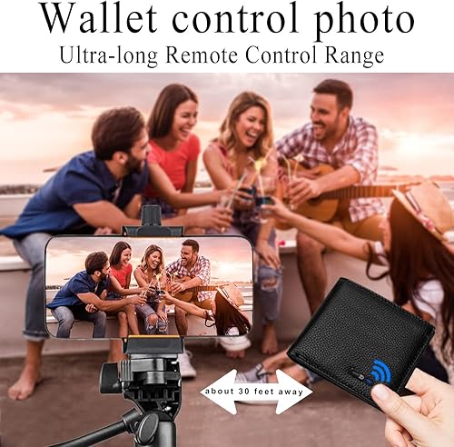 Miniatura 4 de Electronic Finder - Rastreador de cartera Bluetooth antipérdida, cartera para hombre con localizador de posición GPS y buscador (negro carbón)