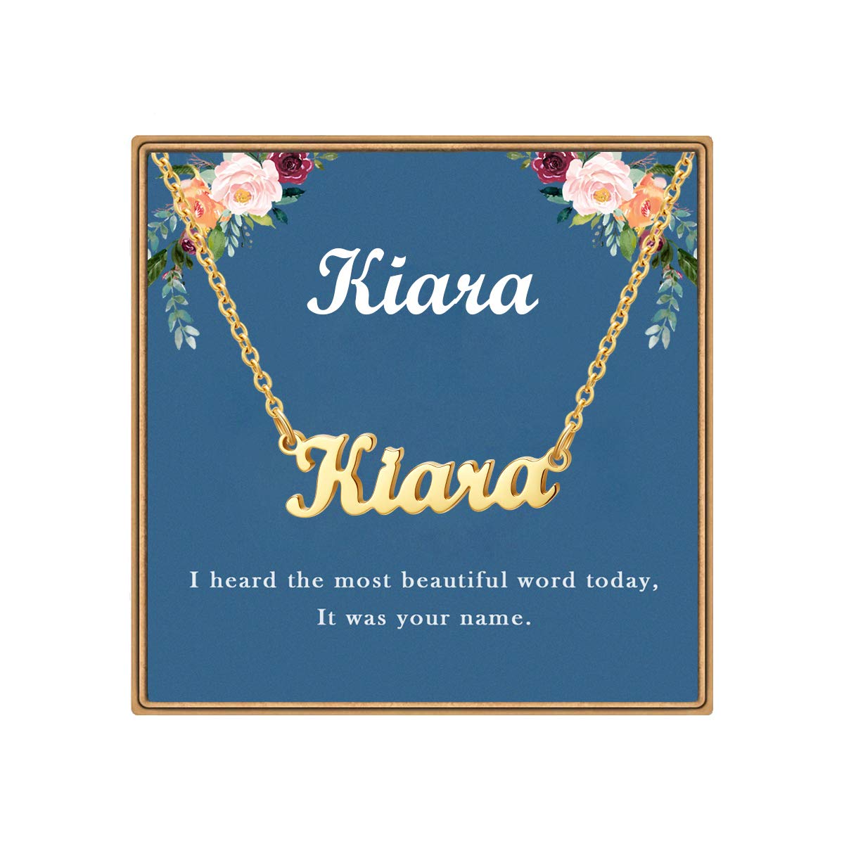 Ldurian Custom Name Necklace, Personalized Name Plate Pendant Necklace Pre Gifts, Charm Pre-made Jewelry for Mom Mama Birthday Anniversary