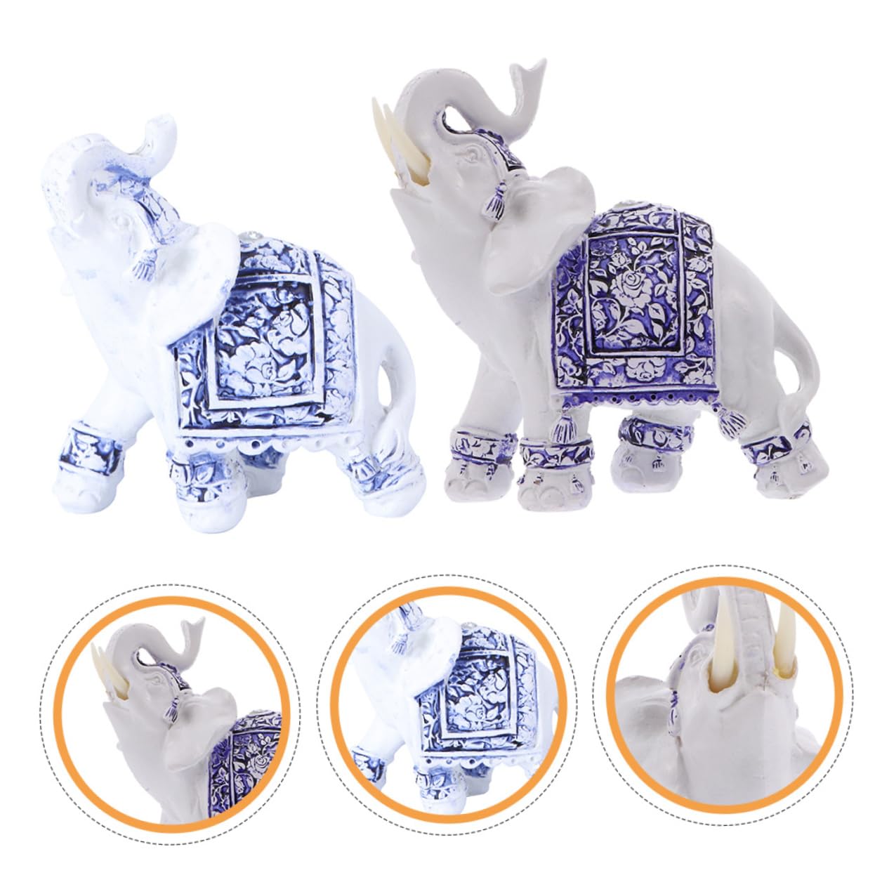 MAGICLULU 2 Series Adornos De Elefante De Porcelana Azul Y Decoración Adornos De Jardín Al Aire Figura Decorativa De Elefante Figuras De Elefante Resina 2 Piezas*2