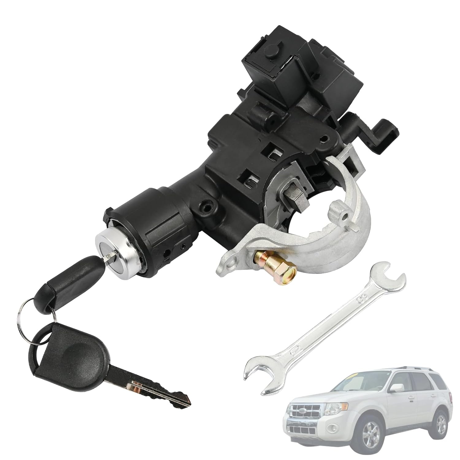 9L8Z-3511-A,Ignition Lock Housing with 2 Chip Keys Fit for Ford Escape 2008-2012/Focus 2009-2011/ Mercury Mariner 2008-2010 for Mazda Tribute 2008-2011 Ignition Switch Lock Cylinder Assembly