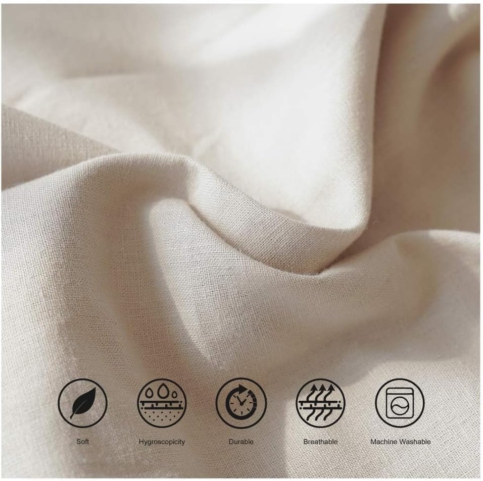 BISELINA Linen Sheet French Flax Flat Sheet Only 55% Euro Flax 45% Cotton Basic Style Solid Color Soft Breathable Farmhouse Top Sheet 1-Piece (Full, Linen)