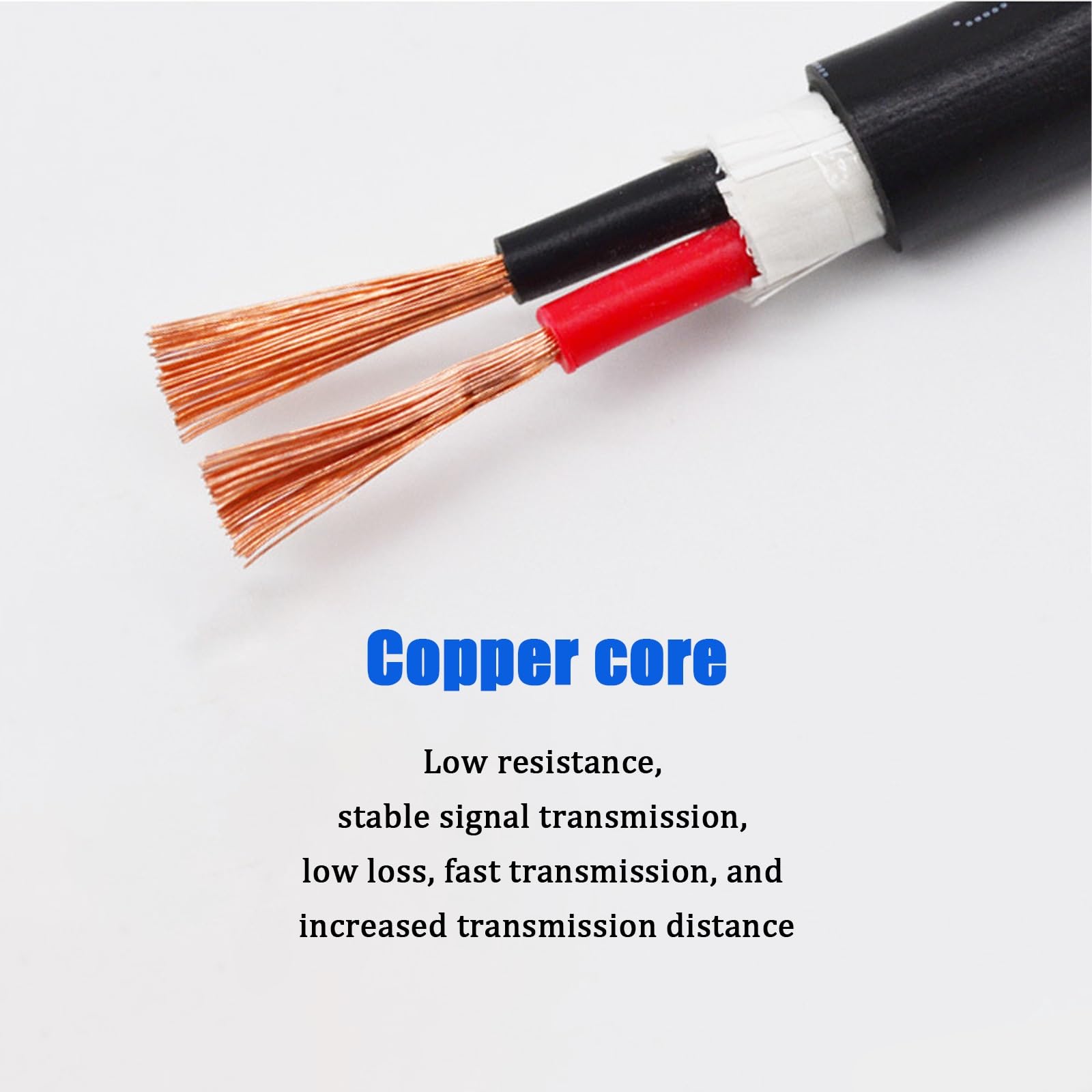 Cable eléctrico de 2 núcleos de 0,5 mm², 10-200 pies, cobre puro, flexible, ignífugo, resistente al calor (70 °C), for electrodomésticos e industriales.(100FT(30M))