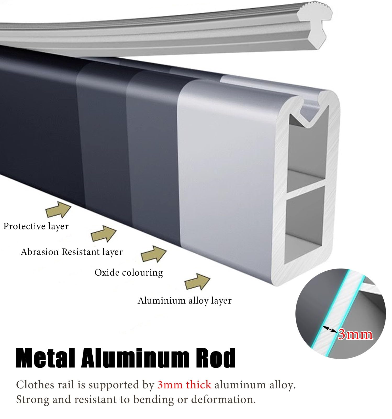 Supporti regolabili in metallo resistente, organizer salvaspazio per armadio, con strisce silenziose, per armadi da 30-92 cm, barra appendiabiti resistente (lunghezza 34,92 cm)