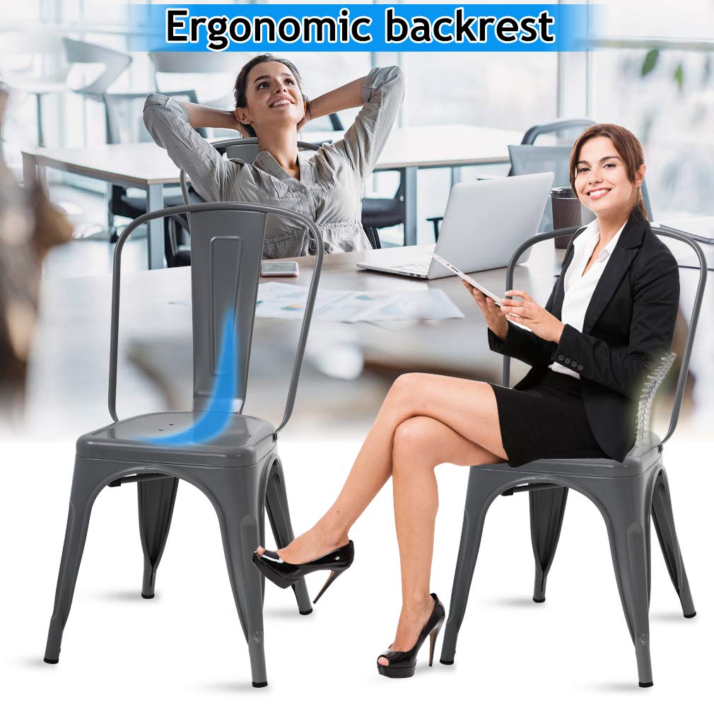 Amazon.com - Metal Dining Chairs Indoor-Outdoor Stackable Chic