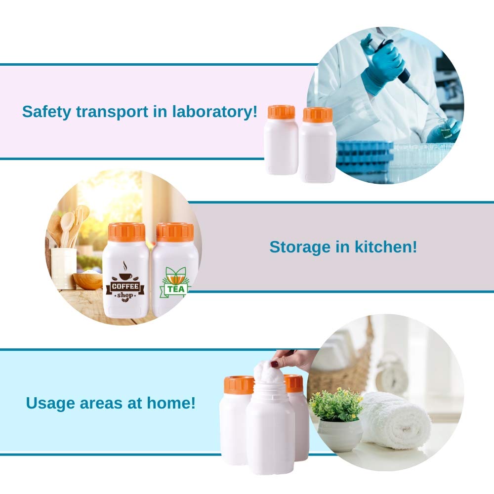 ISOLAB USA - Plastic Lab Chemical Reagent Bottle - HDPE - 500ml/16.9oz - Wide Mouth Sample Sealing Liquid Storage Container 2 Pieces: Industrial & Scientific