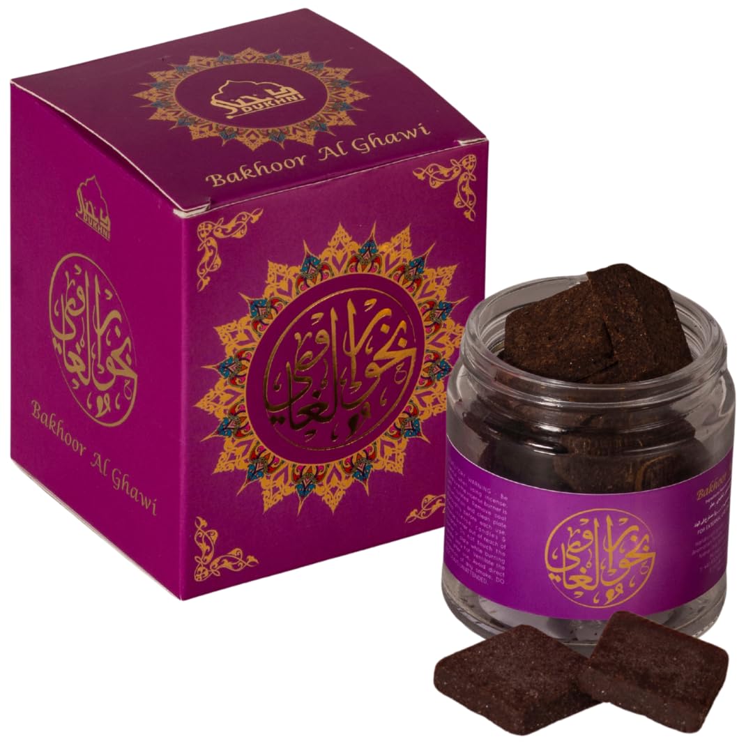 Bakhoor Al Ghawi, Yemeni Oud Bakhoor by Dukhni | Luxury Ramadan Gifts for Muslim men & women, Eid Hamper | Traditional Arabic Oudh Bakhour Incense | 40 gram jar to scent your home, clothes and hair