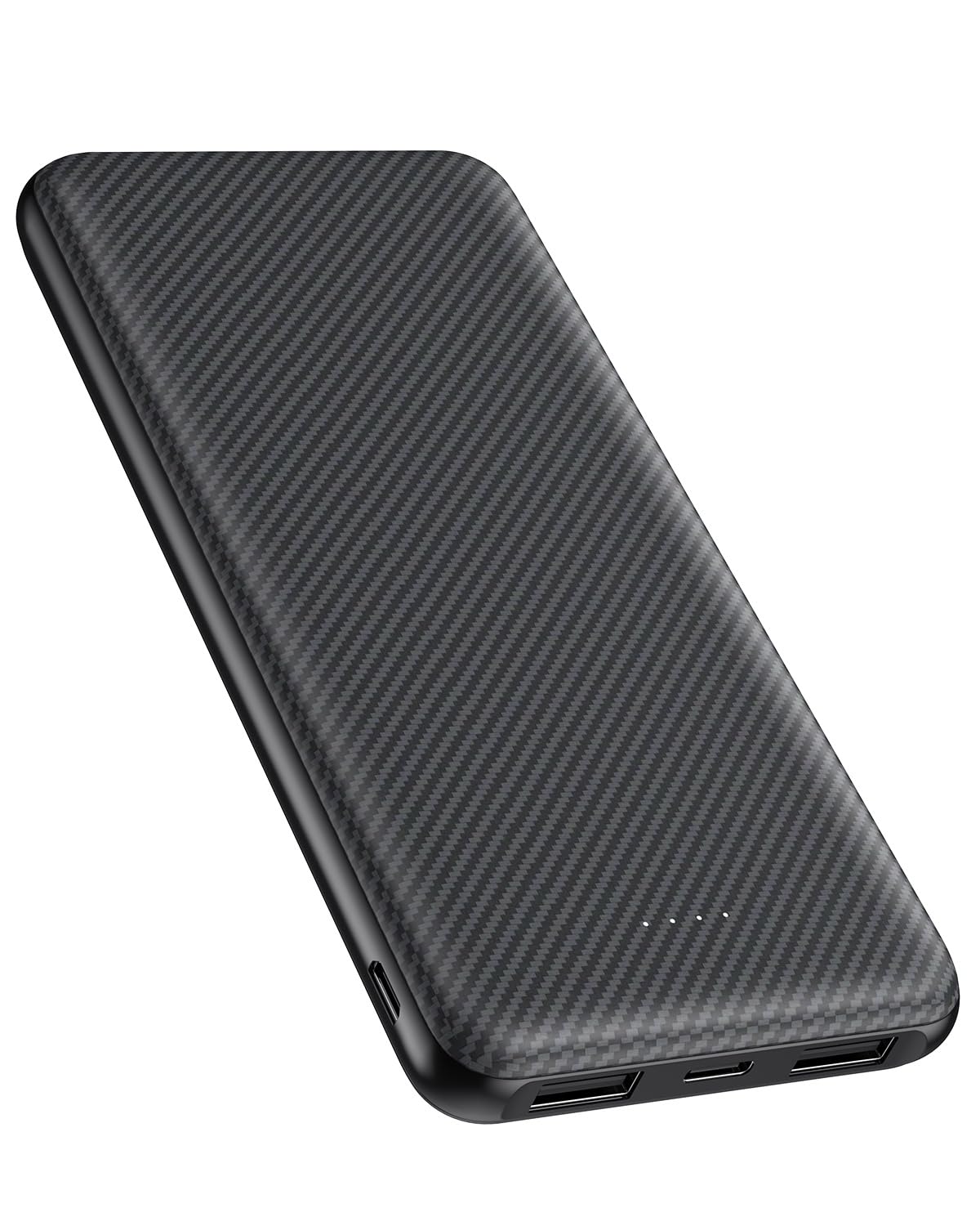 Banca di potere portatile 10000mAh con ricarica rapida USB-C - nero | Batteria sottile da 5 V/3 A per telefoni, da viaggio, leggera, compatibile con iPhone, Galaxy, LG, Sony, Pixel, tablet