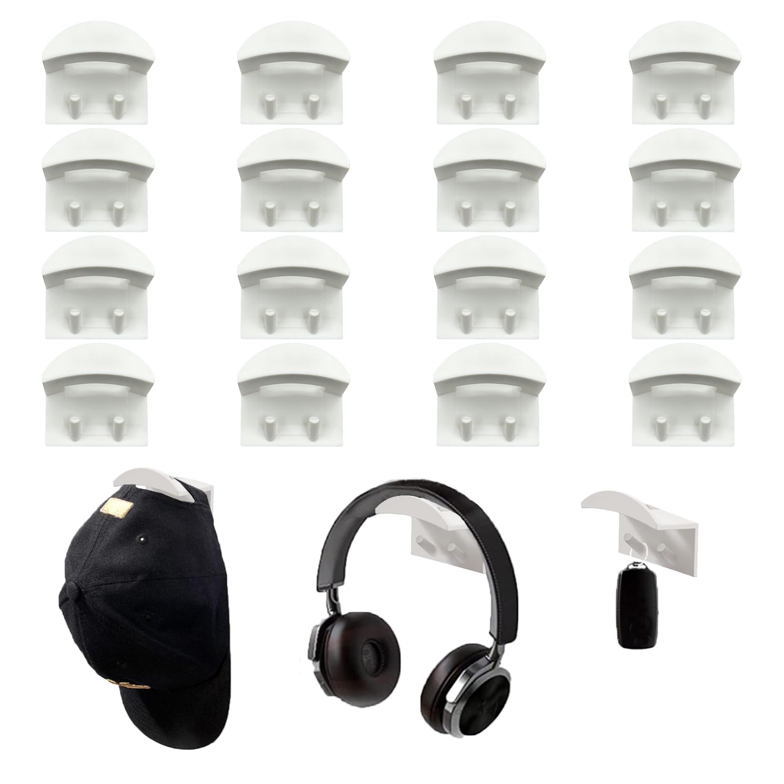 16 unidades de organizador autoadhesivo para sombrero, soporte de pared, soporte para sombrero, gancho para gorras, ganchos para montaje en pared, soporte para sombrero, soporte para gorras de béisbol