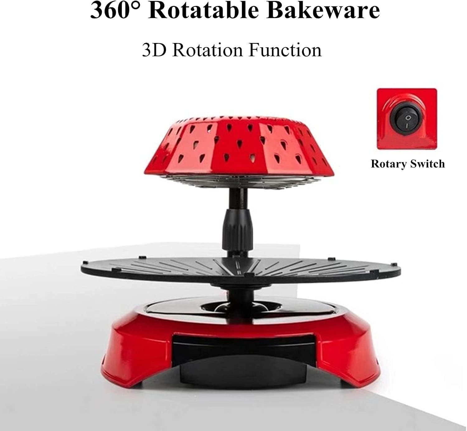 Safety Certification Electric Barbecue Grills 3D Infrared BBQ Grill 360° Rotating Barbecue 5-Level Firepower Control Smokeless Barbeque Grill Electric Searing Grill for Outdoor Indoor Red