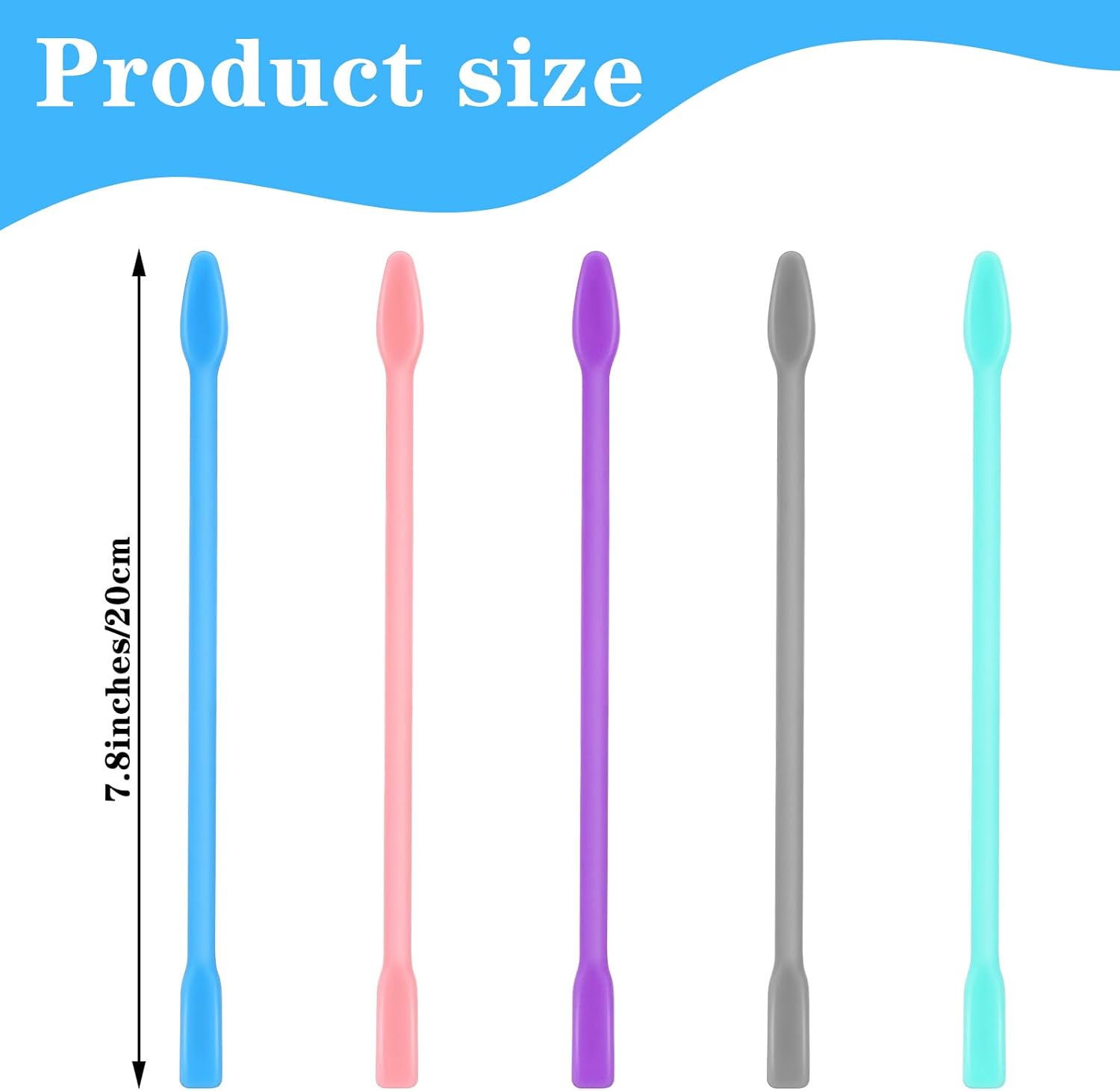 Xindojuz 5 PCS Silicone Wax Stick, 7.8 Inch Reusable Epoxy Stir Sticks Resin Supplies Spatula Waxing Applicator, Craft Tools for Paint Liquid Making Glitter Tumblers Art DIY Projects (5 Colors)