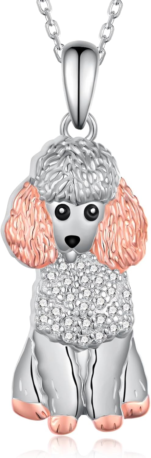 Yorkie/Pug/Maltese/Poodle/German Shepherd Necklace 925 Sterling Silver Dog Pendant Necklaces for Women Dog Jewelry Gifts for Women Dog Loves