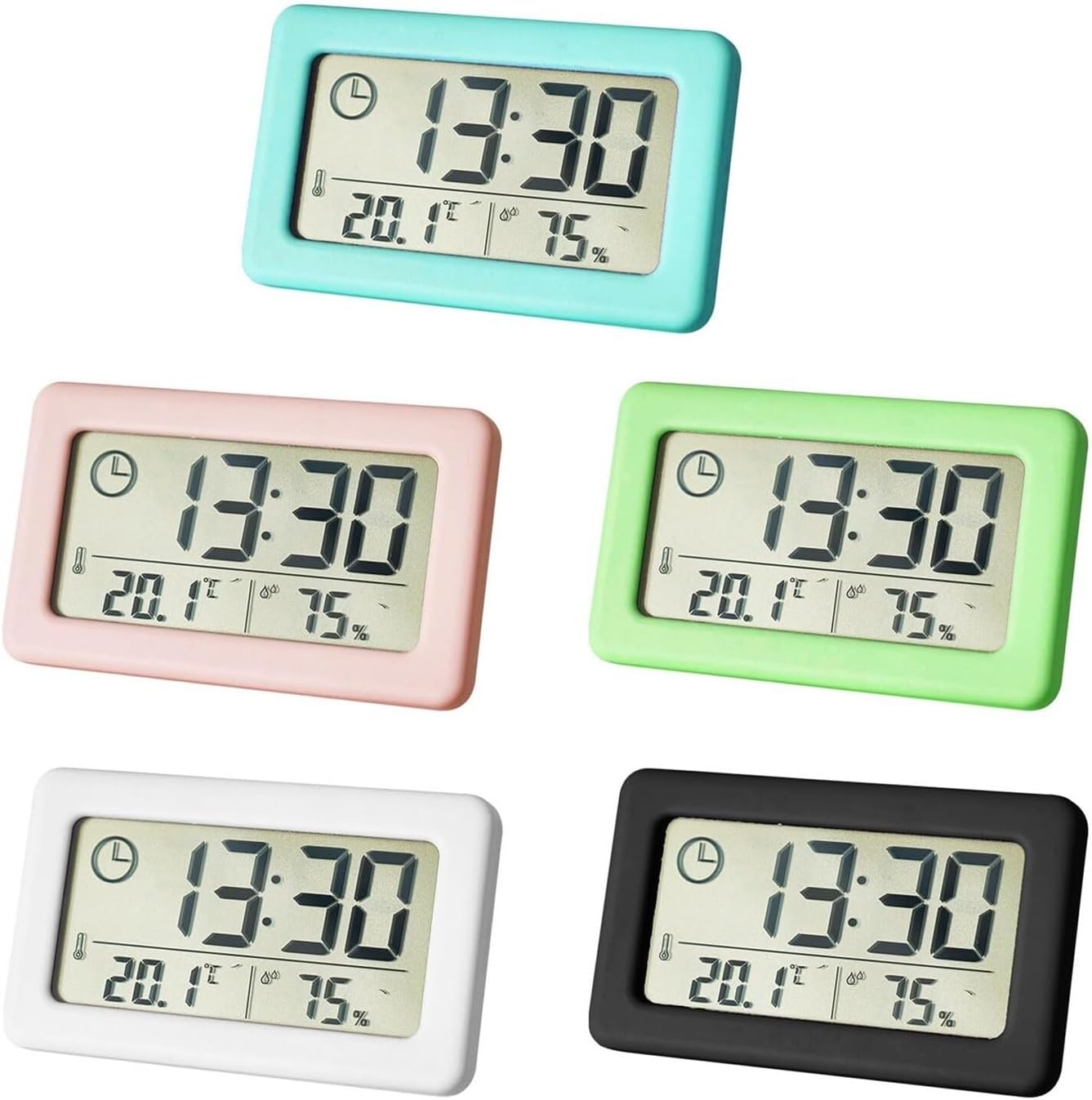 Thin Digital Clock with Temperature and Humidity Display, Large LCD Screen for Bedroom Office (A)
