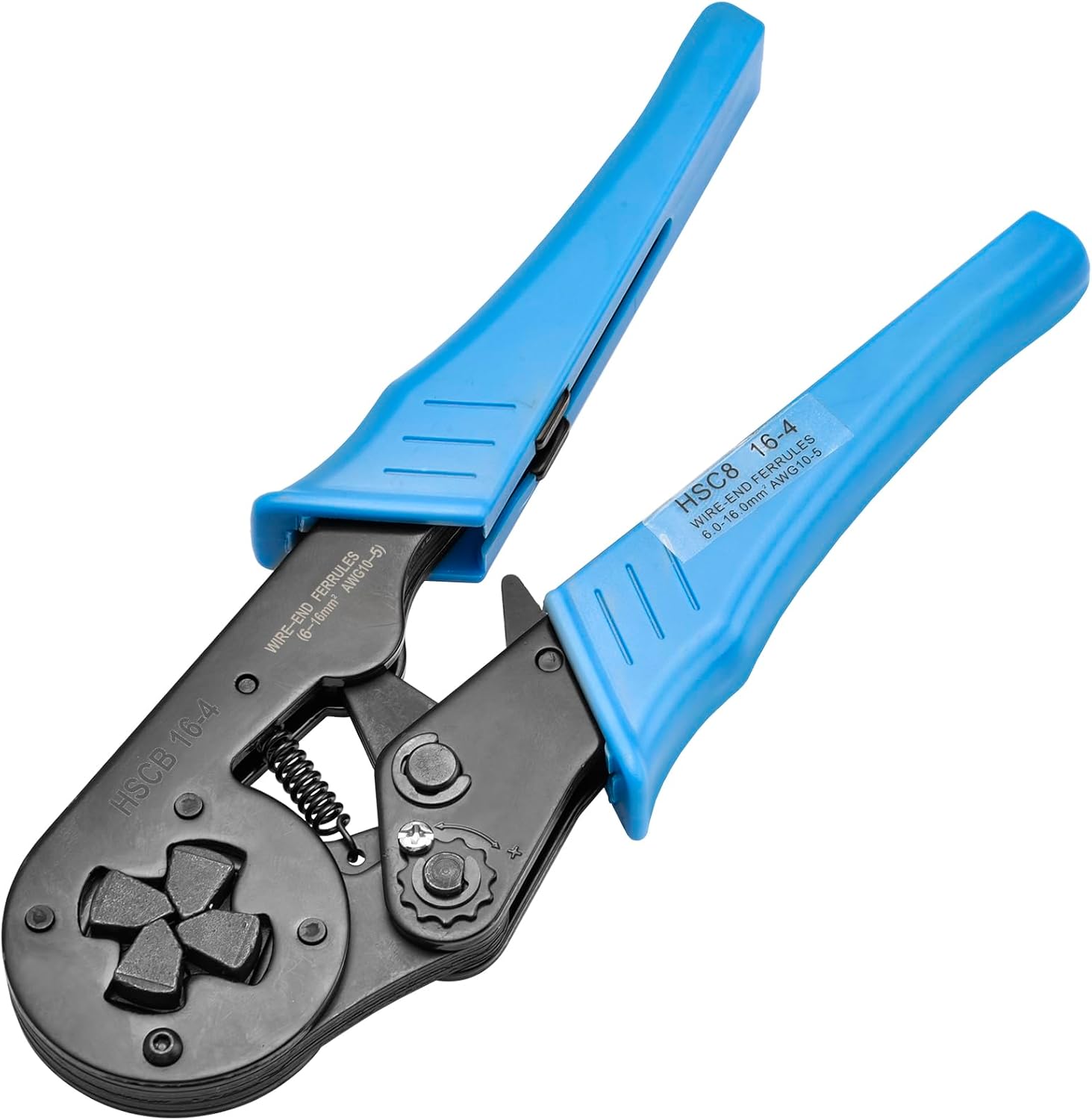 Heschen Crimper Plier, HSC8 16-4, Mini Self-Adjustable Crimping Tool, Use for 6.0-16.0 mm² (10-5 AWG) Cable End-Sleeves, Blue