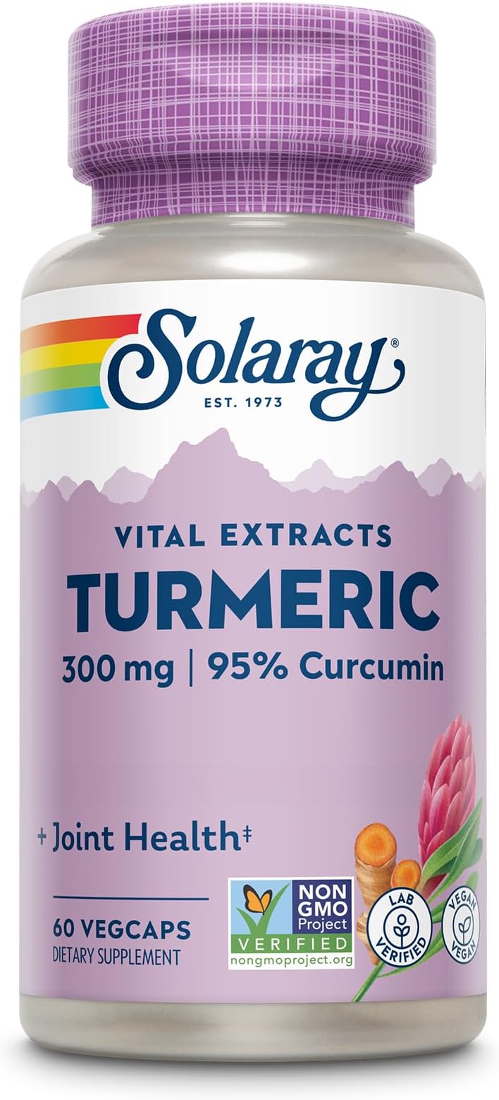 SOLARAY Turmeric Supplement 300 mg - Turmeric Root Extract with 95% Curcumin - Joint Support Supplement for Joint Health and Comfort - Non-GMO, Vegan, Gluten Free, 60-Day Guarantee, 60 Servings