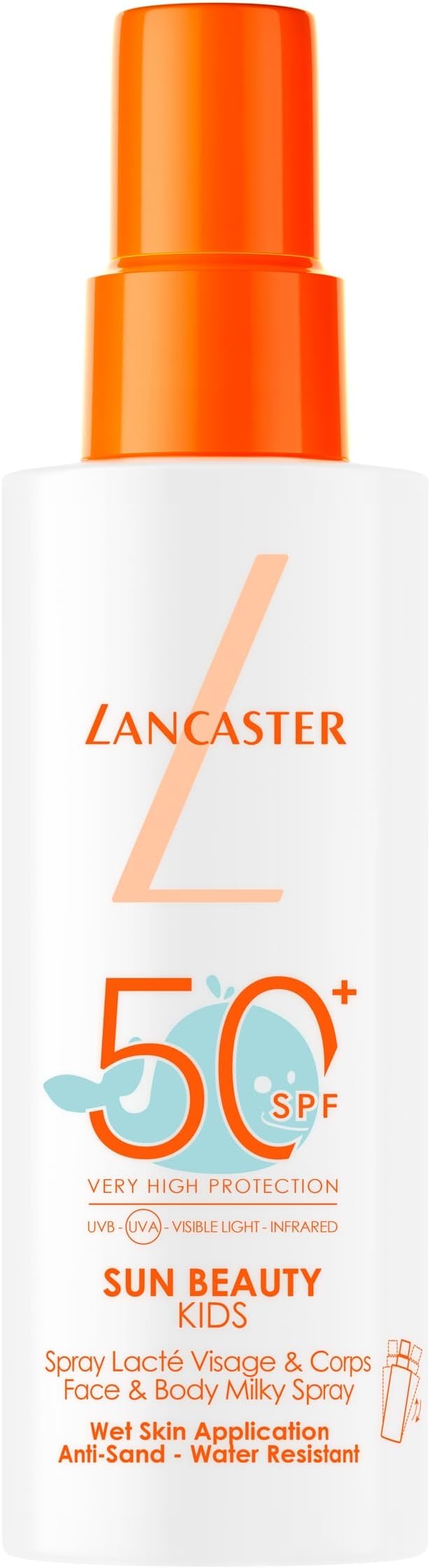 Lancaster Sun Beauty Kids Face & Body Milky Spray SPF50 150ml, Broad Spectrum Sun Protection, Soothing Finish & Ultra Lightweight, Water-Resistant, Anti-Sand Effect, Suitable for Sensitive Skin