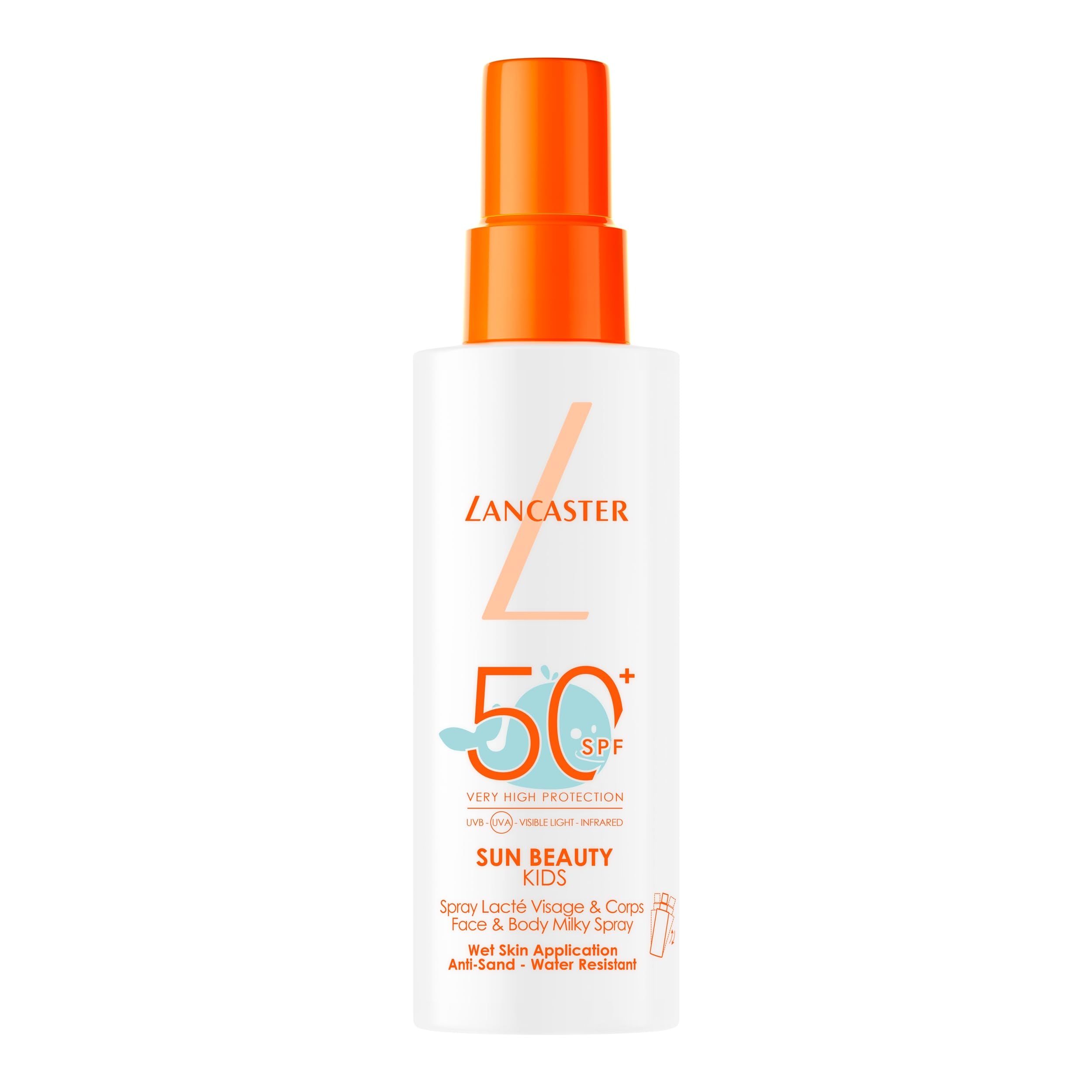 Lancaster Sun Beauty Kids Face & Body Milky Spray SPF50 150ml, Broad Spectrum Sun Protection, Soothing Finish & Ultra Lightweight, Water-Resistant, Anti-Sand Effect, Suitable for Sensitive Skin