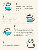 Vista 7 de BELANKO Hervidor de té de 2.7 cuartos de galón para estufas, tetera de acero inoxidable de grado alimenticio con silbato fuerte, mango de madera