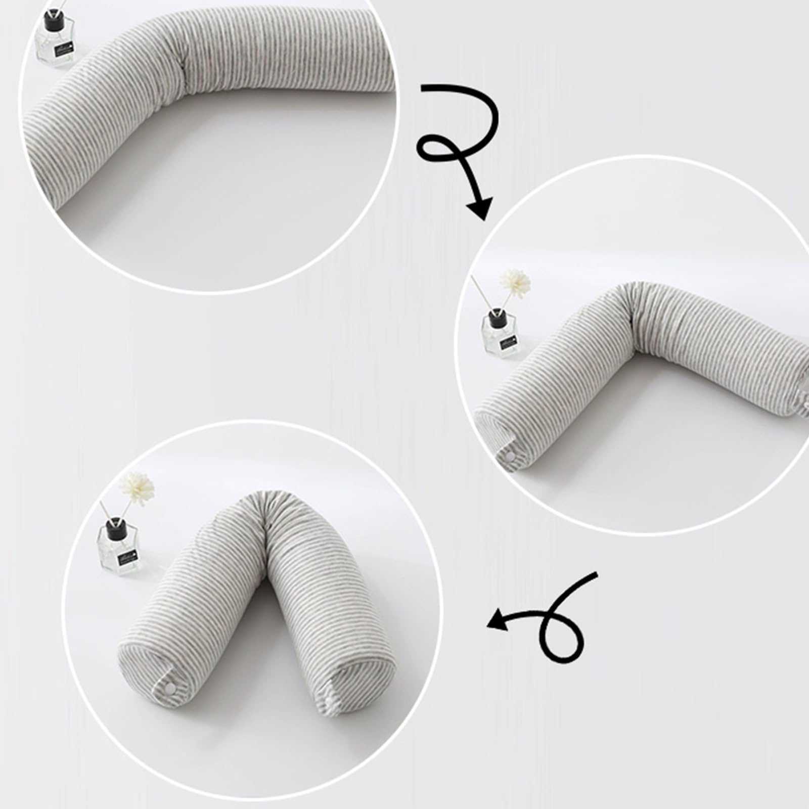 Nackenrolle Mit Bezug 58x10 cm Kissenrolle Aus Memory Foam Multifunktionales Nackenkissen Rollen Kissen Zum Schlafen Im Liegen Und Zur Unterstützung Von Rücken Und Beinen for Bett Und Sofa(Dark Blue)