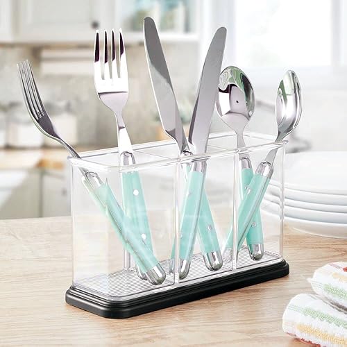 Miniatura 2 de mDesign Plastic Cutlery Utensil Holder Storage Organizer Caddy for Kitchen Countertop Organization - Holds Fork, Knife, Spoon, Silverware - 3