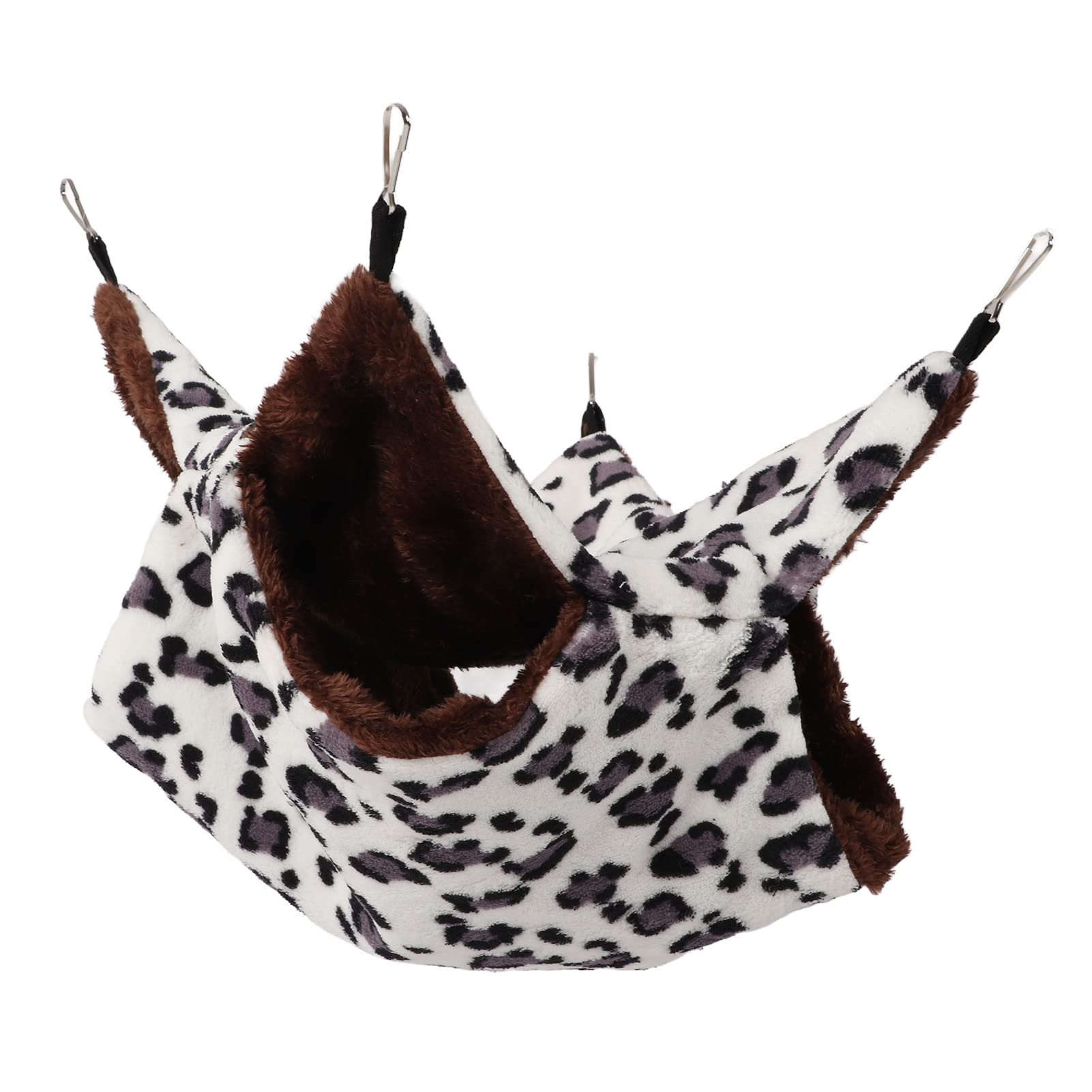 Muiltvoe Hamster Double Layer Hammock, Soft Fleece and Arctic Fleece Pet Sleeping Bag with Fixed Metal Hook, for Small Animals Like Chipmunks Ferrets and Flying Squirrels (gray spots)