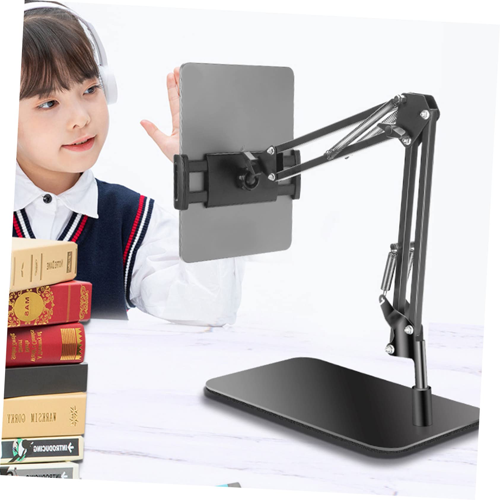 Soporte telescópico para teléfono móvil Tubo de Subida Soporte para teléfono móvil Soportes Tableta Soporte Ajustable para Celular Soporte para Celular de Escritorio Metal Negro