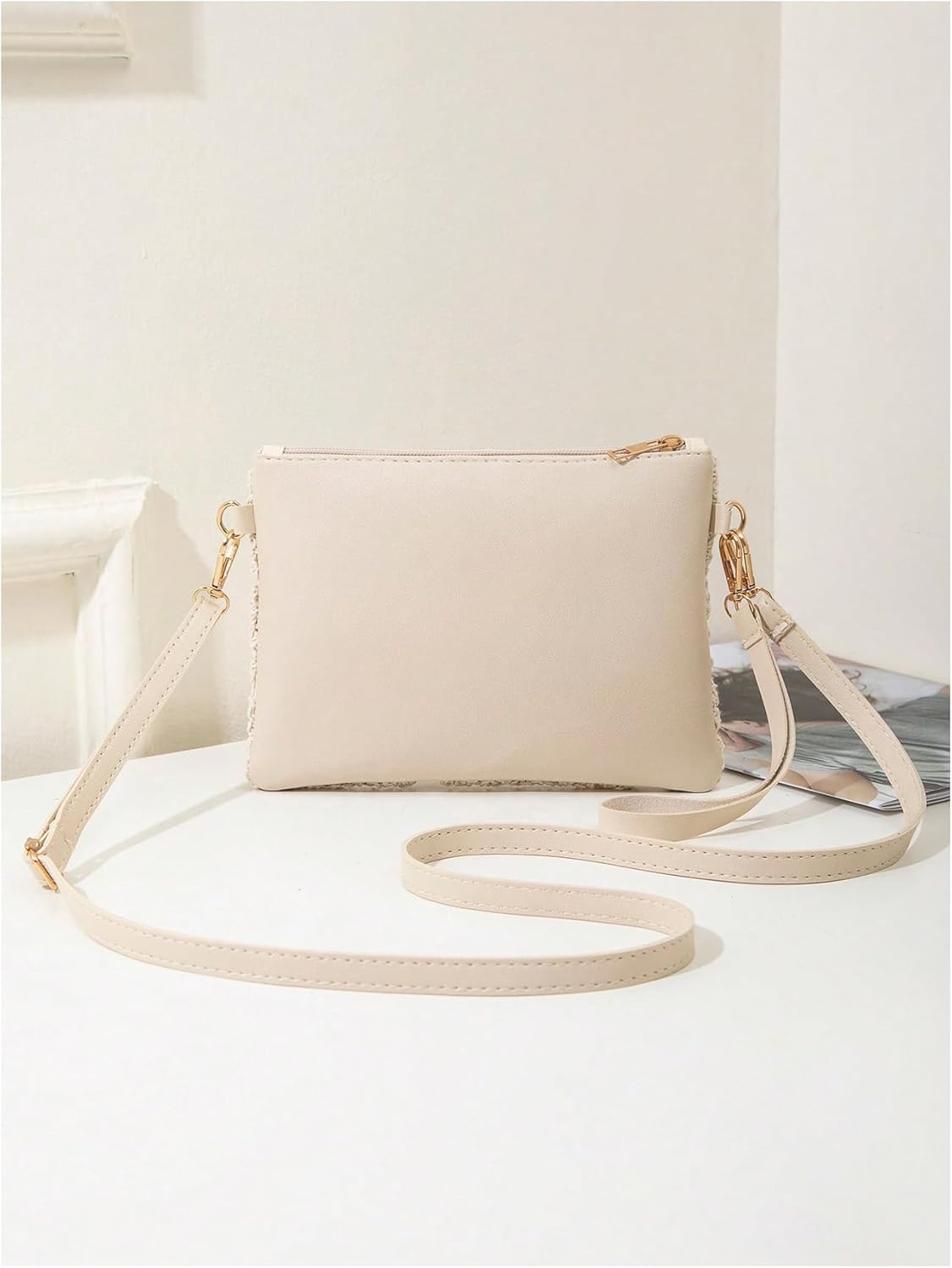 OYOANGLE Women's Boho Crochet Square Purse Beach Vacation Zipper Small Crossbody Handbags with Detachable Strap - Image 2