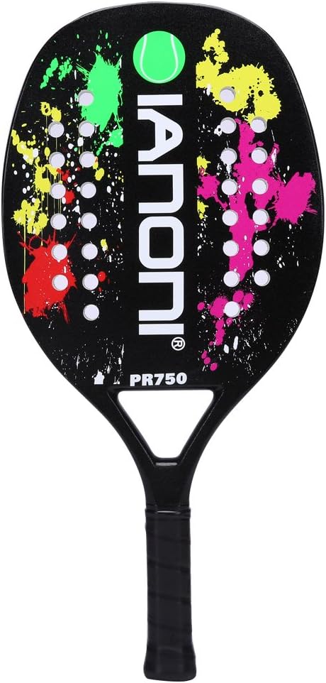 ianoni Beach Tennis Racket,Carbon Fiber Grit Face with EVA Memory Foam Core Beach Tennis Racket