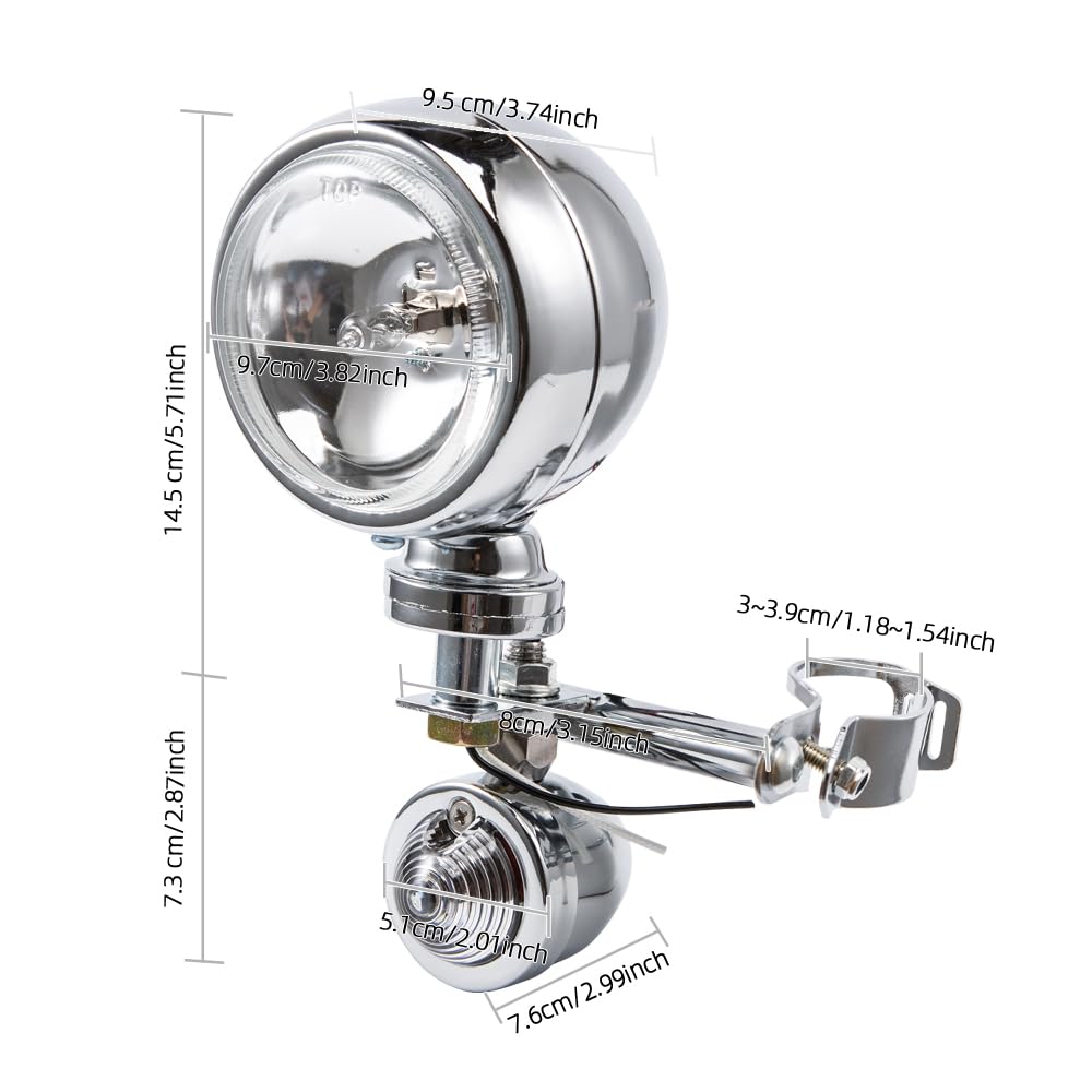 1 Ensemble Chromé Feux Additionnels Moto Phare Additionnel Moto Led Clignotants Avant Compatibles Avec Shadow VT 750 1100 VTX 1, etc