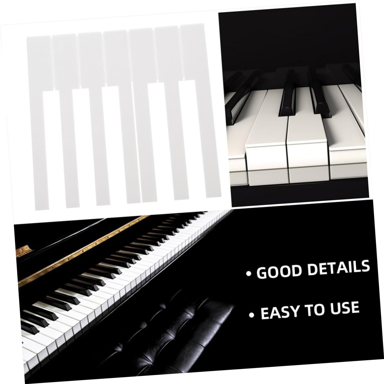 Weiße Klaviertasten aus Acryl für Piano Reparatur 52 Stück