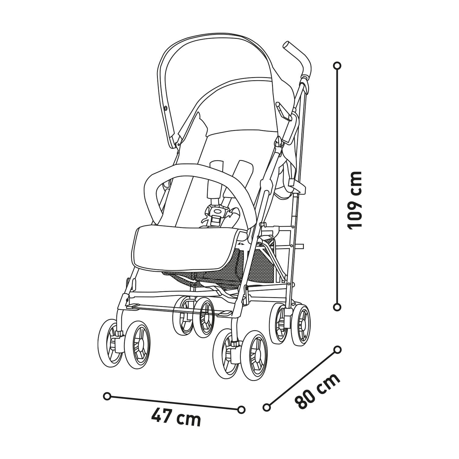 Asalvo TROTTER PLUS Silla de Paseo, Carrito bebé, Carro para bebés, Reclinable, Confortable, Ultraligera, Capota con Ventana y Freno Trasero, Manejable, Plegado compacto, Carga Máxima 25 kg, Negro