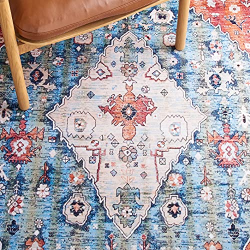 Tapete cuadrado 4 pies SAFAVIEH Tucson Beige y Azul miniatura 6