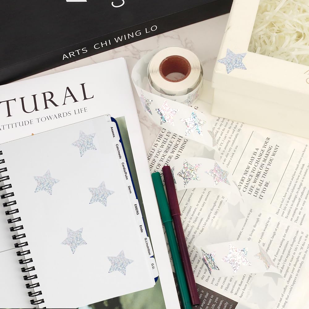 500 Gold Star Stickers Roll - Holographic Glitter Reward Stickers For Teachers & Kids