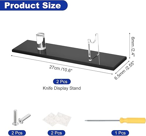 Miniatura 7 de uxcell 2 soportes de exhibición de cuchillos, soporte acrílico para cuchillos, soporte para cuchillo único para cabina rústica, decoración del