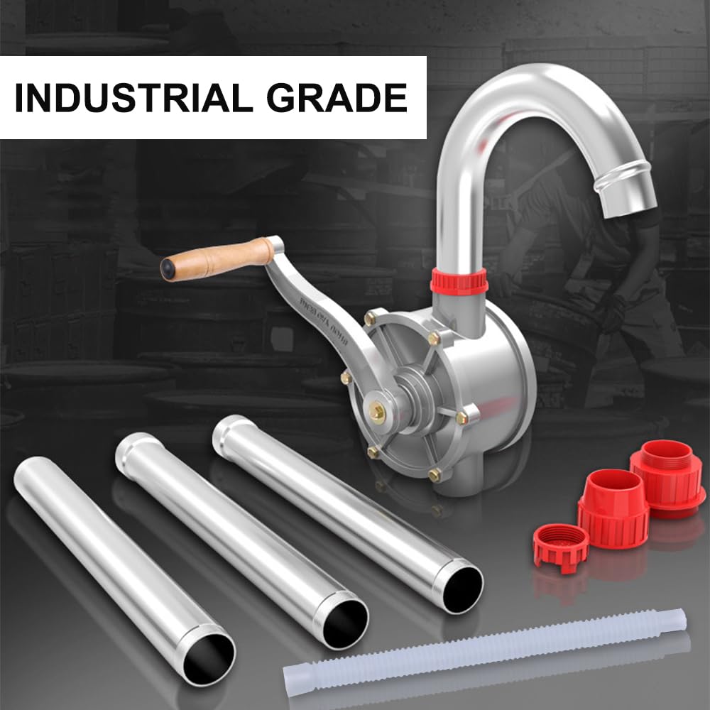 LYCARESUN 15 bis 55 Gallonen Trommelpumpe, Aluminium-Fasspumpe, Hand-Flüssigkeitstransfer, Handsiphon-Fasspumpe, Handtrommelpumpe für Diesel, Kerosin, Hydraulikflüssigkeit