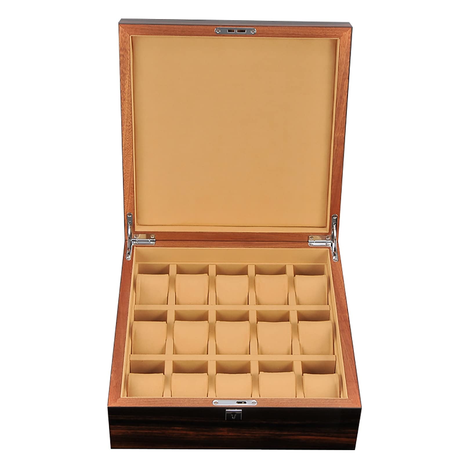 FGFDS 15-Slot Watch Box, Handmade Piano Paint Wooden Watches Jewelry Display Case Storage Organizer For Mens Women Watch, 31.5 X 31.5 X 12.3cm