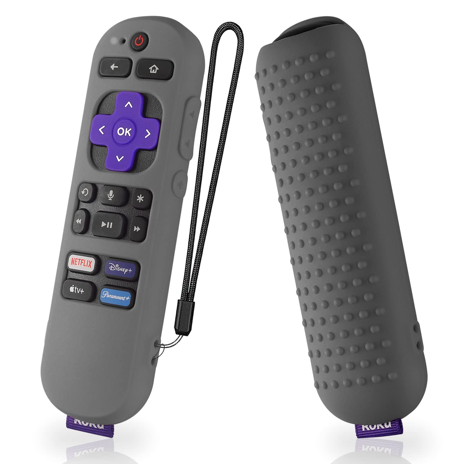 Silicone Case for Roku Express 4K+ Voice Remote RCA1R, Roku Voice Remote Cover RC-GZ1 Roku Streaming Stick 4K Silicone Sleeve with Lanyard(Dark Gray)
