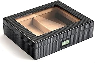 High end Cigar Humidor, Freestanding Compact Cigar Storage Box, Cedar Solid Wood Thermostatically Sealed Small Cigar Box, Gifts for Men Cigar Boxs, Can Hold 30 Cigars