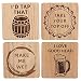 Funny Beer Coasters Set of 4 Wood Square Drink, Home Bar, Brewery Gifts, Wooden Coasters, Housewarming Gift