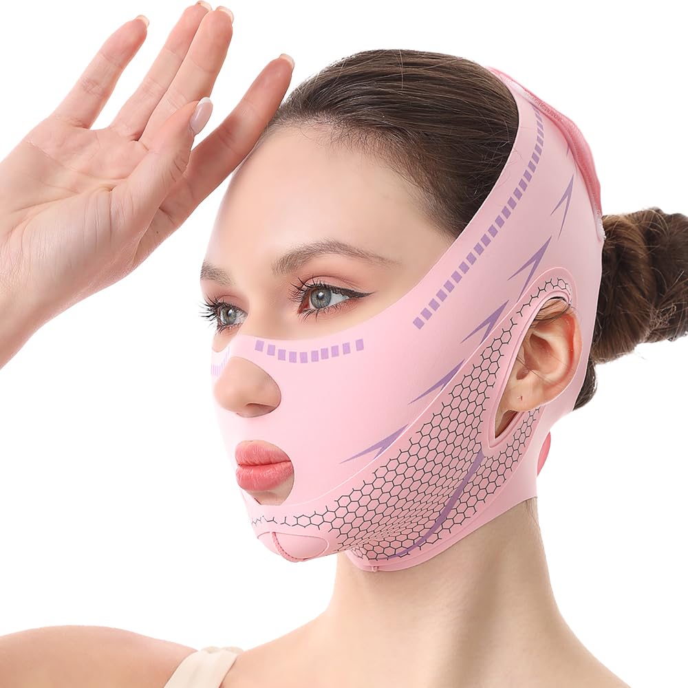 Face Lifting Belt for Sleeping - 3D Jaw Exerciser Double Chin Reducer for Overnight Firming Jawline Contouring Reduces