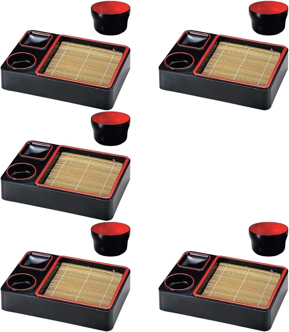 J-kitchens そば 器 ざるそば 5個セット 萬葉重(底板付)黒天朱 そば J-kitchens そば 器 ざるそば 5個セット 萬葉重(底板付)黒天朱 そば