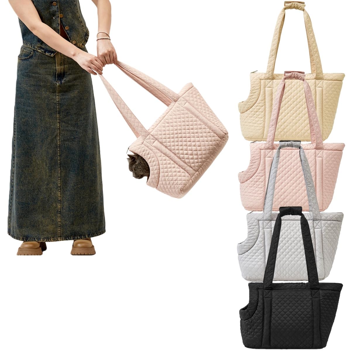 De Transporte de algodón para Gatos pequeños | transportadora para Perros | Bolsas de Invierno portátiles y Ligeras para Gatos, Perros, Cachorros (B)