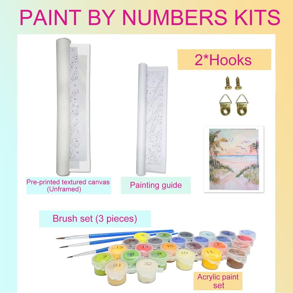 Dipingere con i Numeri Oceano, Paint by Numbers Adulti Seagull, Fai da te Creativi Adulti Quadri da Dipingere Numerati Kit per Decorazione Della Parete di Casa, Regalo 70x95 cm Senza Cornice 75-E