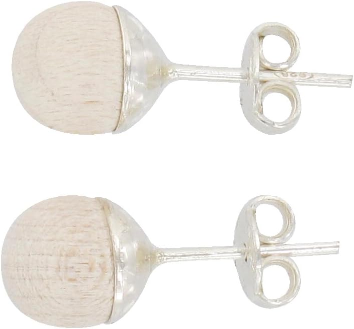 Aarikka MARJA stud earrings with wooden beads, white