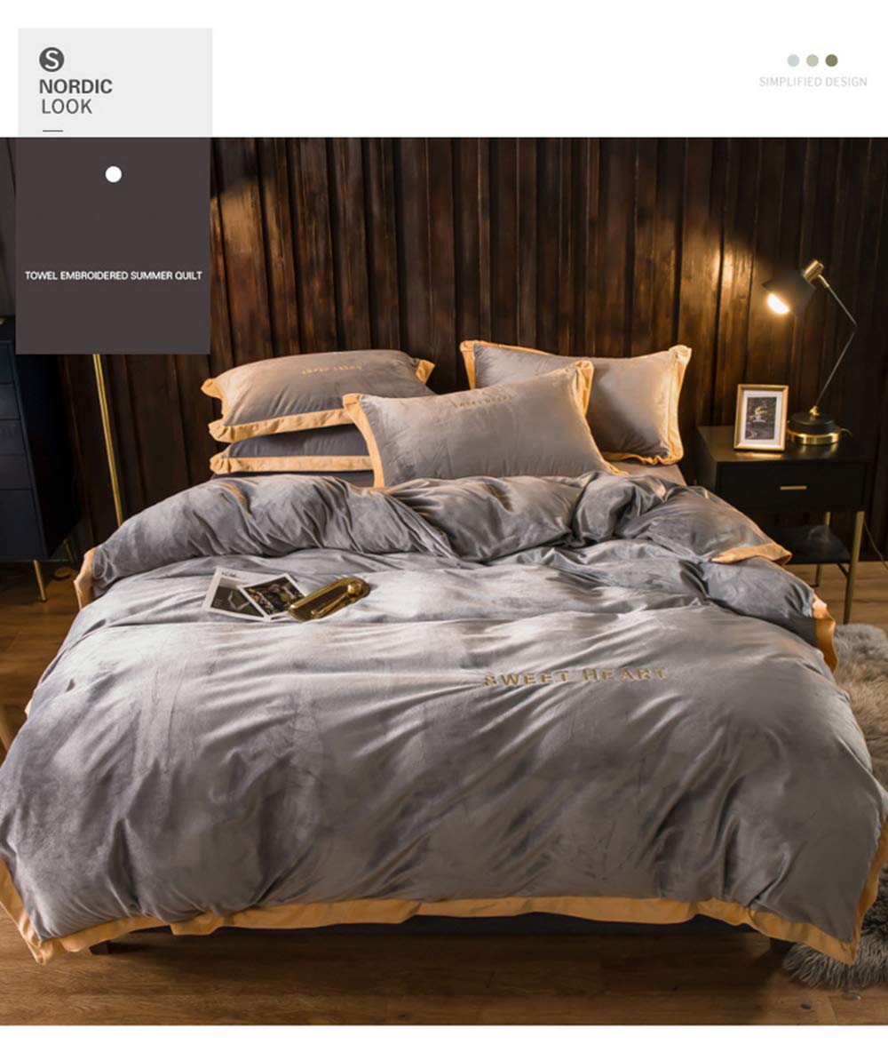 Couette en velours contre le froid hivernal lit double drap taie oreiller brodée sans frissons