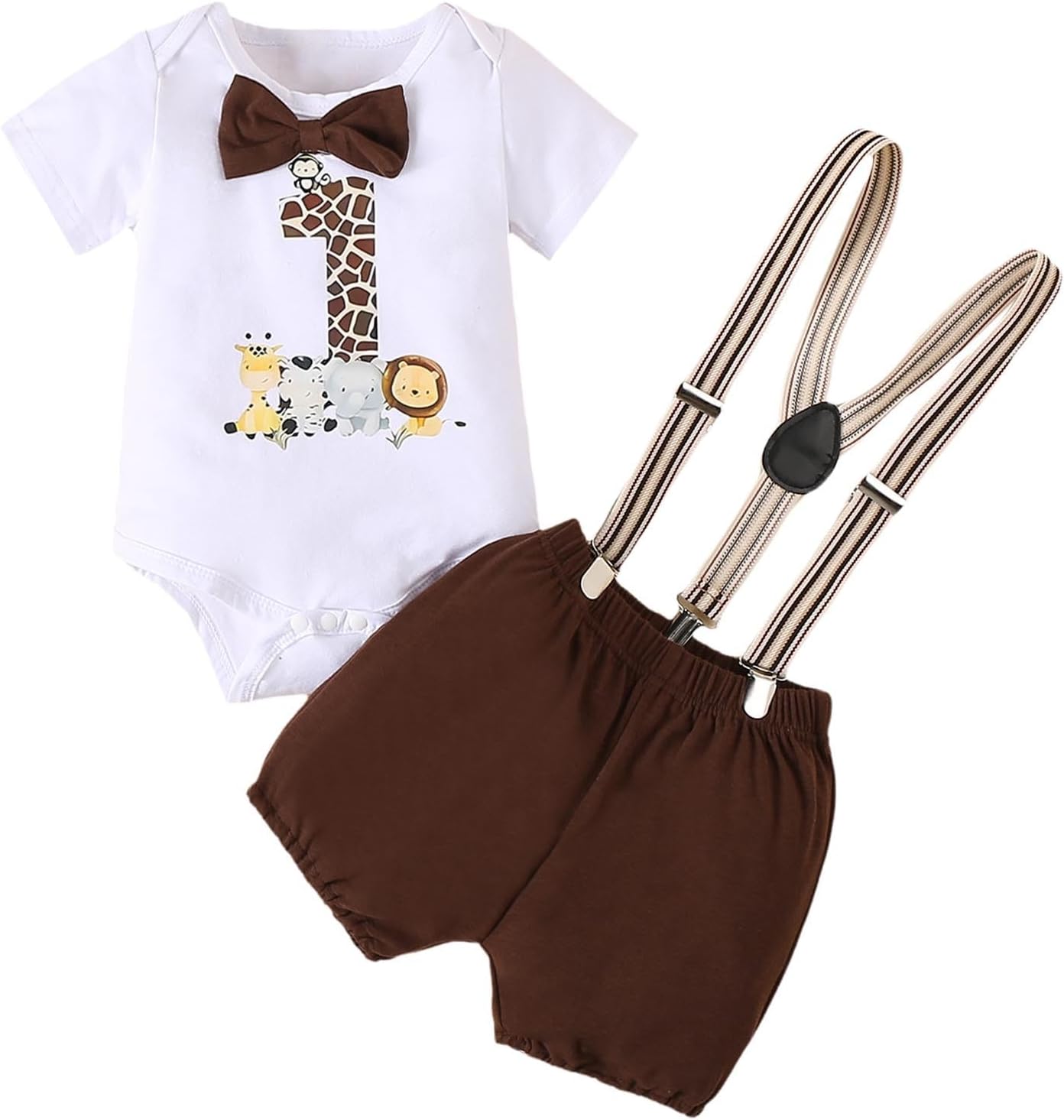 Generisch Produktkategorie Boys Outfits&Set – ProduktTitel Baby Jungen für 1 Geburtstag zweites Set mit Jumpsuit & Overall weiches Neugeborenen-Outfit Set für 12 Monate – Kinderbekleidung