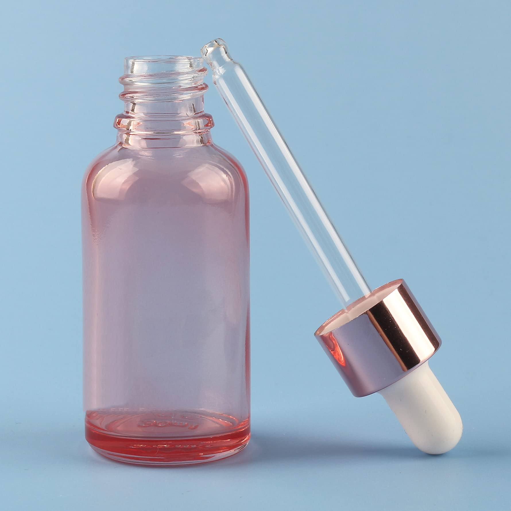 24 Stück 100 ml Leere Rosa glasflasche Tropfflasche Pipettenflaschen mit Glaspipette, 100ml Glasflasche mit Tropfpipette mit Gold Schraubverschluss für ätherische Öle, Parfüm Öle