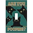 Decorative Light Switch Cover Plate Funny Black Cat Newspaper Pink Toilet 1 Gang No Device Single Blank Outlet Covers Wall Plate Cover Switchplate Electrical Faceplate