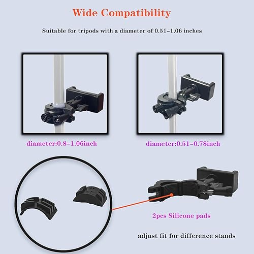 Miniatura 3 de Soporte de teléfono con abrazadera para micrófono, soporte de teléfono ajustable para micrófono, batería de música, con clip para iPhone 15 para